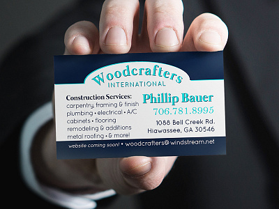 Woodcrafters International Business Card Design business business card cabinets carpentry construction flooring georgia plumbing real estate roofing wood cutting