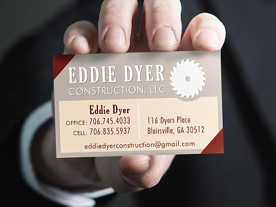 Eddie Dyer Construction Business Card Design business business card cabinets carpentry construction flooring georgia plumbing real estate roofing wood cutting