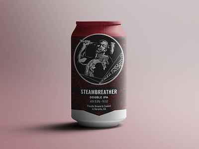 Ironmonger: Steambreather Beer Can Design 12 oz alcohol beer beer label blacksmith brewery brewing company can art craft beer craft brewery drink food and beverage georgia illustration india pale ale ironmonger brewing co label art marietta packaging steambreather