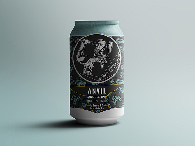 Ironmonger: Anvil Beer Can Design 12 oz alcohol beer beer label blacksmith brewery brewing company can art craft beer craft brewery double ipa drink food and beverage georgia hops illustration ironmonger brewing co label art marietta packaging