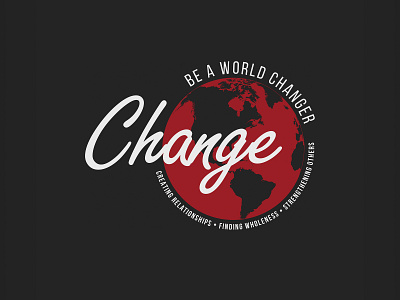 Change Logo Design black charcoal clean earth flat globe graphic design gray grey logo design modern non profit red sans serif script simple suicide prevention vector world world changer