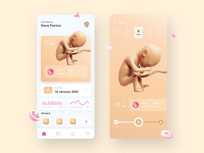 Pregnancy Tracker baby clean elegant fetus hospital medical moms pregnancy pregnant tracker uidesign