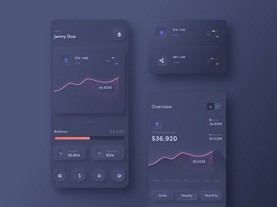 Dashboard Cryptocurrency bitcoin crypto wallet cryptocurrency dashboard ethereum figma skeuomorph wallet app