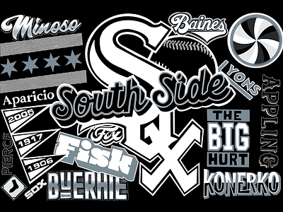 White Sox Dribbble baseball blackandwhite branding flag handlettering illustration lettering logo socks sports type typography