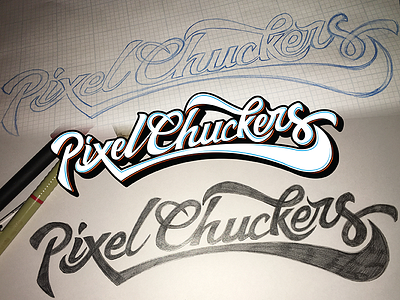 Pixelchuckers Logo Progress branding freehandlettering handlettering hashtaglettering lettering logo type typography