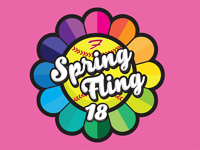 Spring Fling T-Shirt Logo fastpitch flower logo rainbow softball type typography