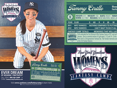 Nyy Women's Fantasy Camp Magazine Ad baseball baseball card layout logo magazine pinstripes yankees