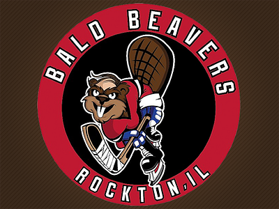 Bald Beaver logo beaver branding hockey logo mascot sport stick