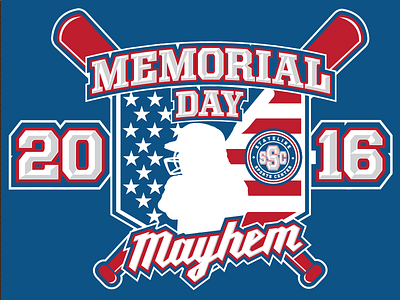 Memorial Day Mayhem america fast pitch flag logo memorial day ribbon softball sports