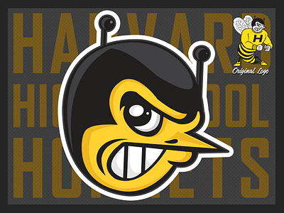 Harvard Hornets: Concept 1 update bee branding highschool hornets illustration logo mascot rebrand school sports vector yellow