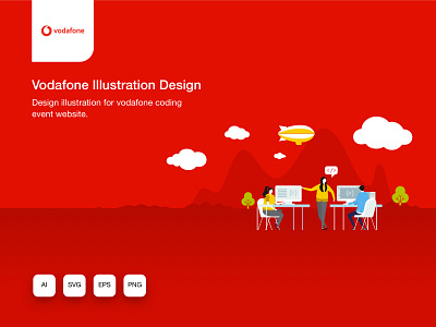 Vodafone Illustration Design 2d app branding design icon illustration vector vodafone web website