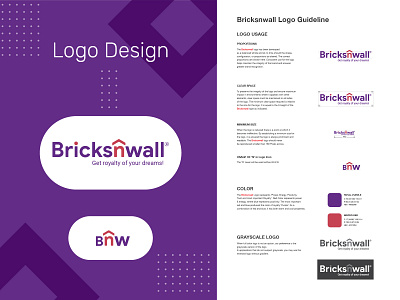 Bricksnwall logo brand identity branding design flat logo typography vector