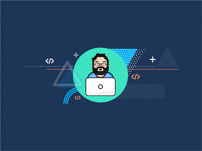Programmer 2d abstract challenge character design computer designer geometry icon illustration web
