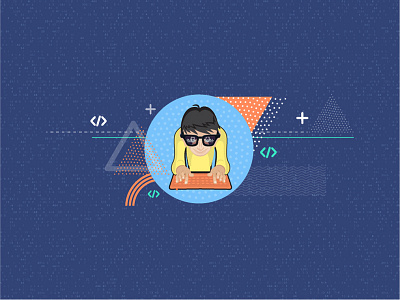 Computer Hacker 2d abstract challenge character design colors designer geometry icon illustration web