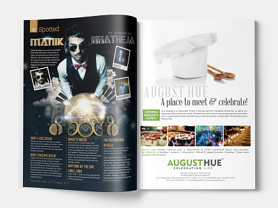 Magazine ad design gold gradient magazine mockup page print restaurant