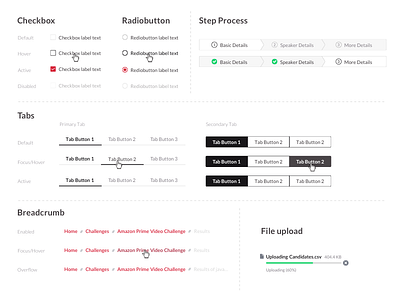 UI Component Part -1 breadcrumb button checkbox design interface menu navigation radio button step process tabs user interface