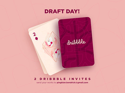 Draft Day 2.0 art cards design diamonds draft day dribbble invites illustrations invitation invitation cards invites playing cards