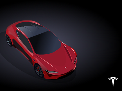 Tesla Roadster adobexd elonmusk illustration tesla