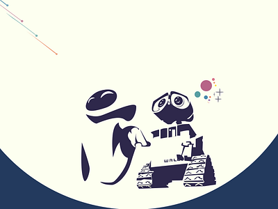 When Wall-E met Eve! design disney disney art illustration love negative space pixar sketch 2 wall e