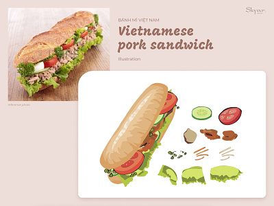 Vietnamese Pork Sandwich - Illustration artwork banh mi banh mi sai gon banh mi viet nam digital illustration drawing fast food food illustration vector vietnam