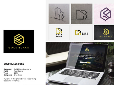 Gold Black Logo brand identity gb logo gold black logo logo design real estate logo