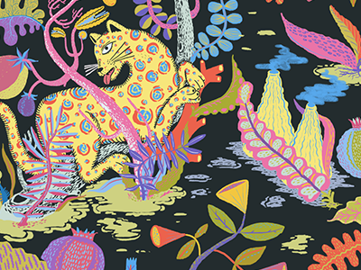 JAGUIRE animals design drawing jaguars pattern textile design illustration