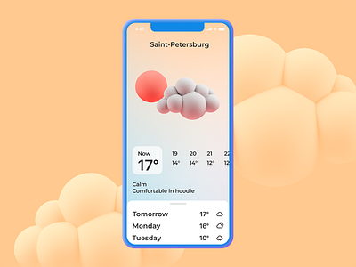 Weather app concept 3d animation app concept design minimal ui