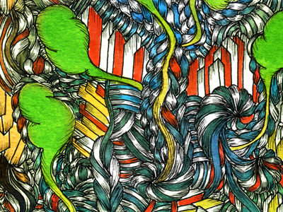 Trees abstract color detail illustration pen and ink water color
