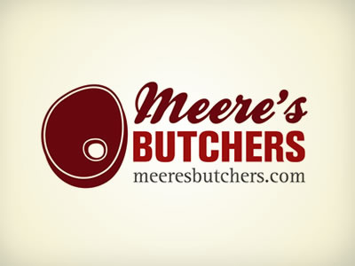 Meere's Butchers logo meat red