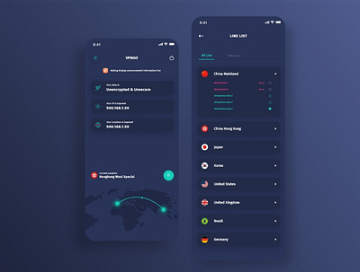 VPN App UI Concept 2 app app design app designer child china country design hongkong ui uidesign uiux user interface design ux vpn world