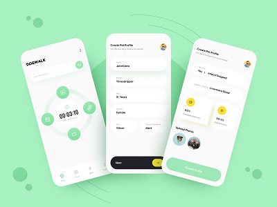 Dog Walker App UI/UX animal app design care dog create profile dog dog community dog health dog time dog walker loving dog meet dog pet pet profile search ui uidesign uiux user interface design vet walk time