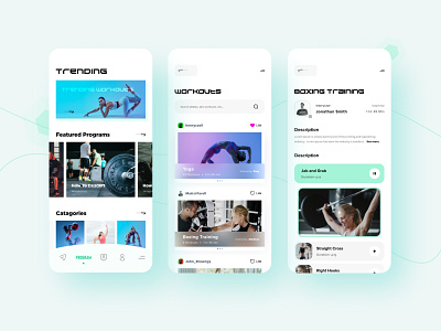 Fitness Videos & Trainers App | Workouts Screen app app design boxing cuberto fitness fitness app gym minimalist trainers trending workout ui uidesign uiux user interface design ux video workout workout app