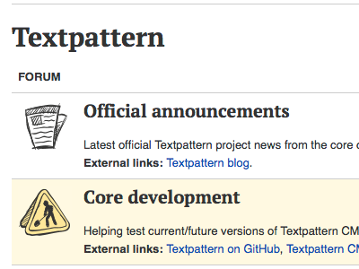 Textpattern Forum desktop view 1