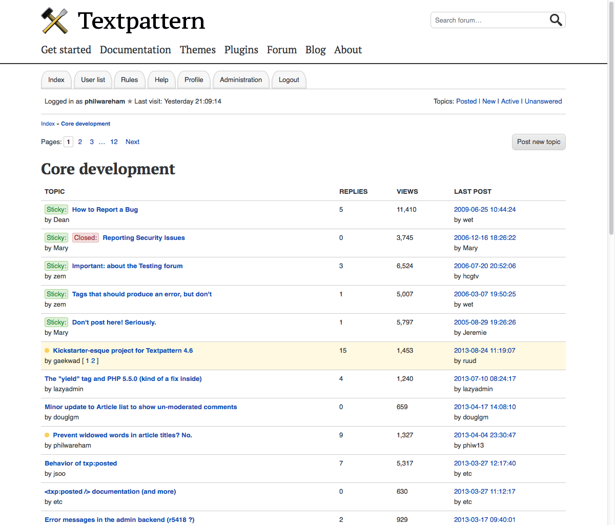 Textpattern Forum desktop view 2 by Phil Wareham on Dribbble