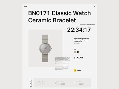 Braun Watch 001A braun dieter rams grid grid layout product page typography watch web design website