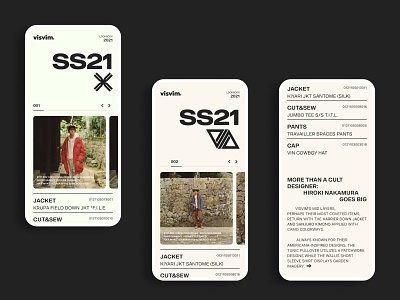 Visvim SS21 01 app collection fashion mobile typography ui design