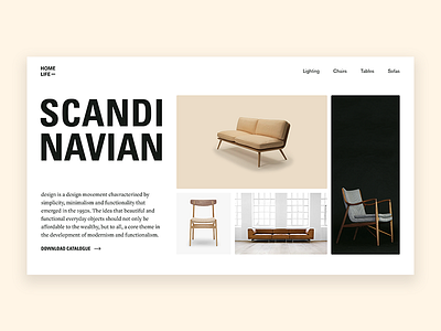 Hero exploration 02 design furniture grid hero image interface scandinavian ui design web design website