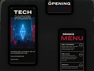 Tech Noir Mobile 80s branding design landing page mobile typography ui ui design ux web design