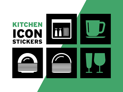 Kitchen Icon Stickers 42a56a black dishes green icon kitchen marieclaire