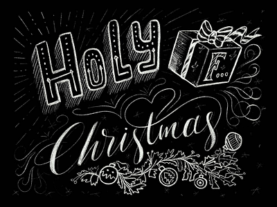 Christmas chalkboard black board chalk chalkboard creative design holiday lettering letters sketch texture type