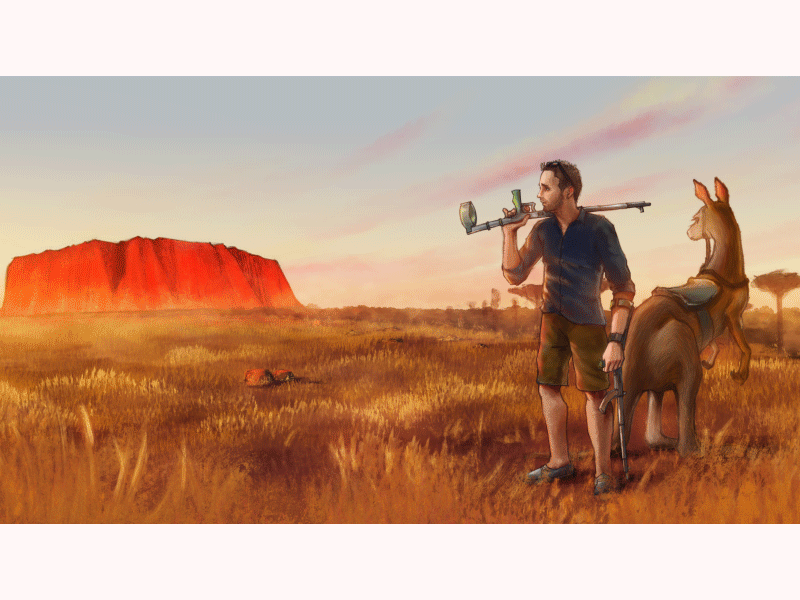 Sean the Stickman 2d art australia crutches digital drawing kangaroo painting photoshop timelapse uluru
