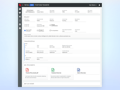 Position transfer management tool - View request breadcrumbs material material design ui web