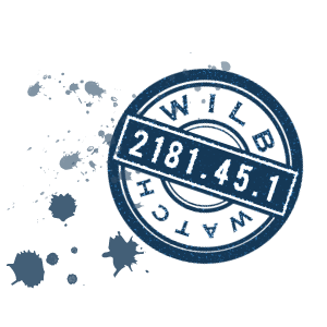 WilbWatch blue brand circle logo navy stamp type typography
