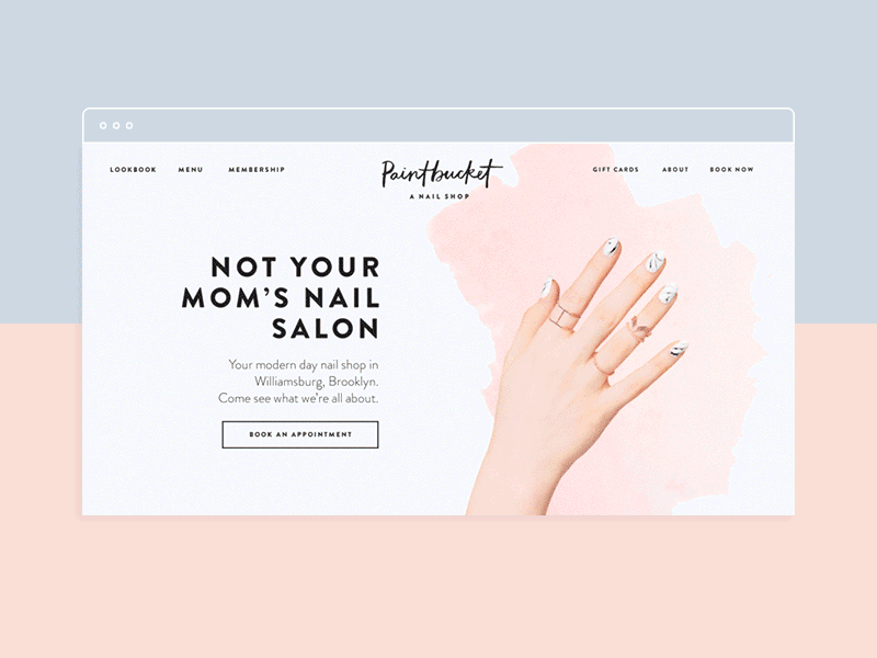 Paintbucket Homepage WIP brooklyn feminine nail salon paintbucket shoppe theory studio web design