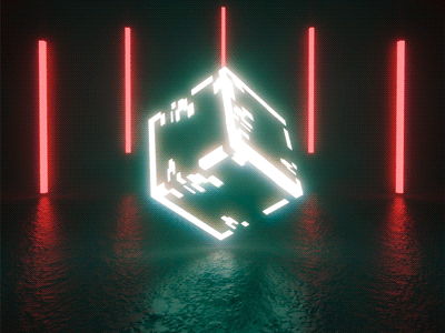 tesseract 3d after effects animation cinema4d compositing element 3d glitch glow trapcode