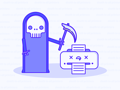 The Printer Killer character grim reaper illustration printer skull