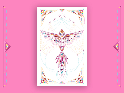 Pink Bird (Aviário) bird color gift illustration poster vector