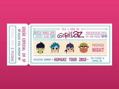 Gorillaz Concert Ticket concert concertinsp gorillaz gorillazconcertticket gorillazillustrations humanztoursp2018 illustration specialgift specialticket ticket