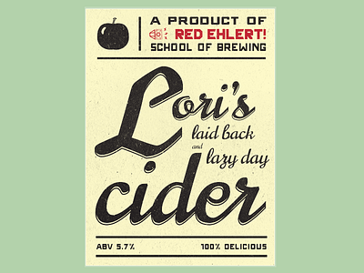 Hard Cider abv apple beer cider homebrew illustration label logo paper red ehlert type typography