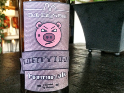 Dirty Ham on the Bottle beer durham ham homebrew label north carolina pig